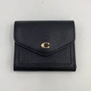 Coach Black Leather Wallet with Gold Accent